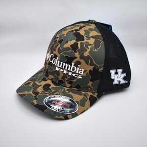 Columbia PHG Kentucky Wildcats UK Duck Camo Mesh Trucker Hat Cap S/M FlexFit NWT